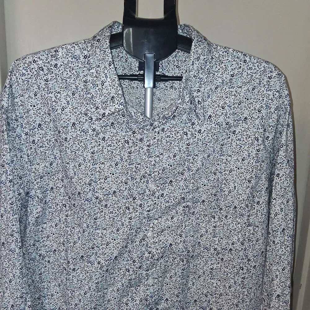 J Crew Men's Long Sleeve Micro-Floral Button-Down Shirt XXL Elevated Casual Prep